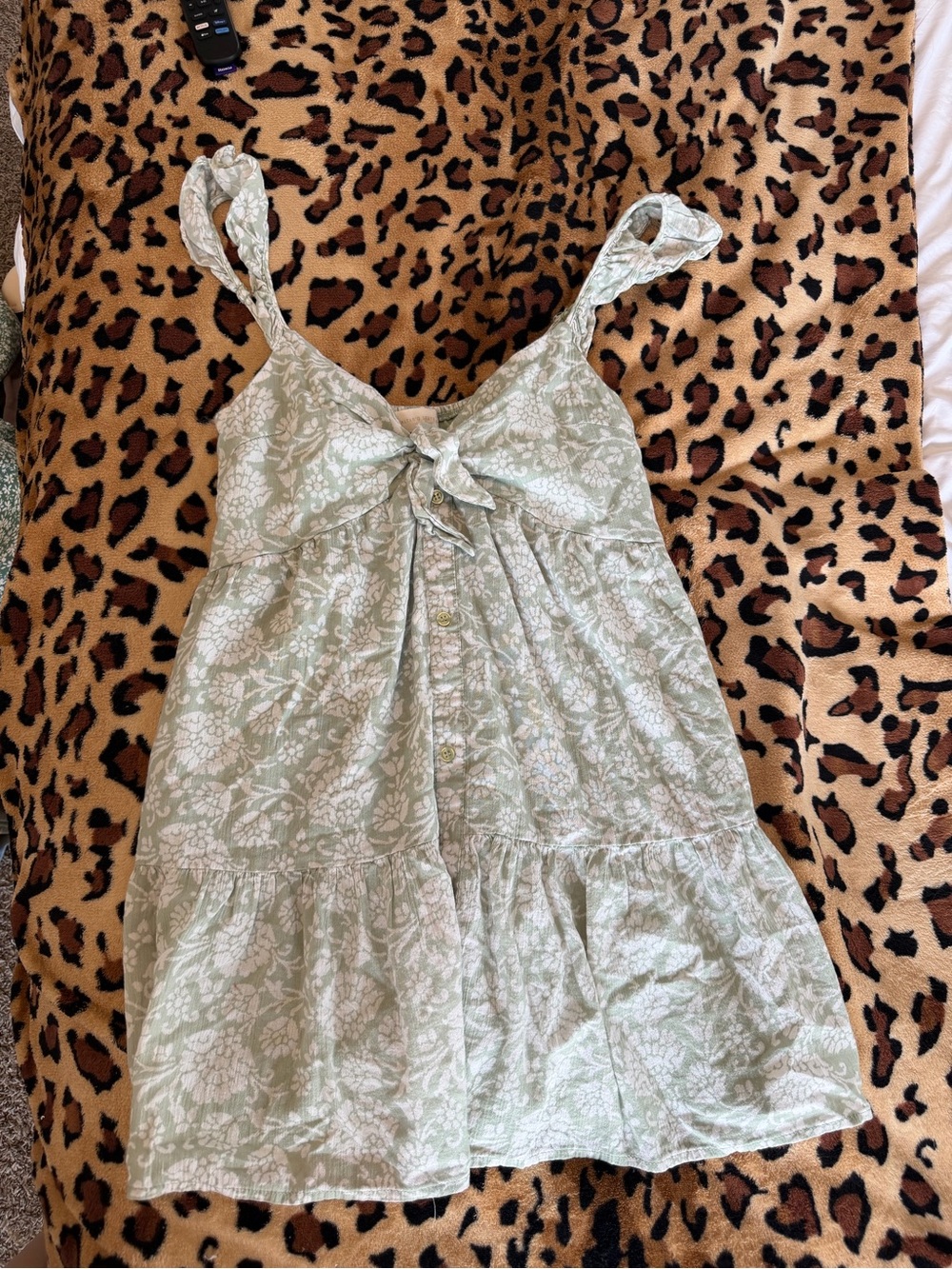 Altar'd State Sage Green and White Floral Mini Dress
